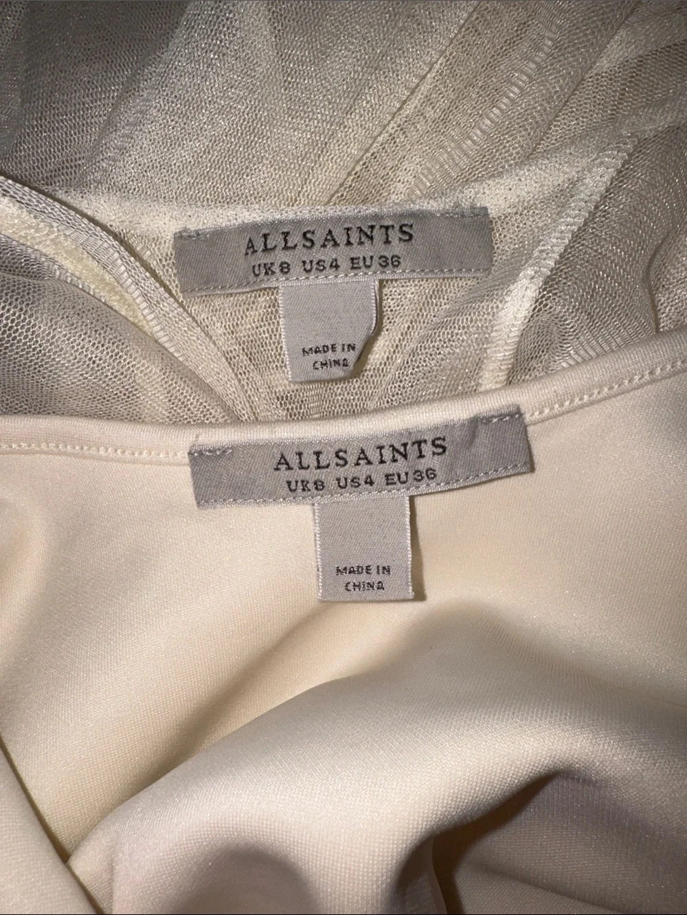 NEW AllSaints Harmonia Mesh Maxi Tofu white Dress SZ 4
